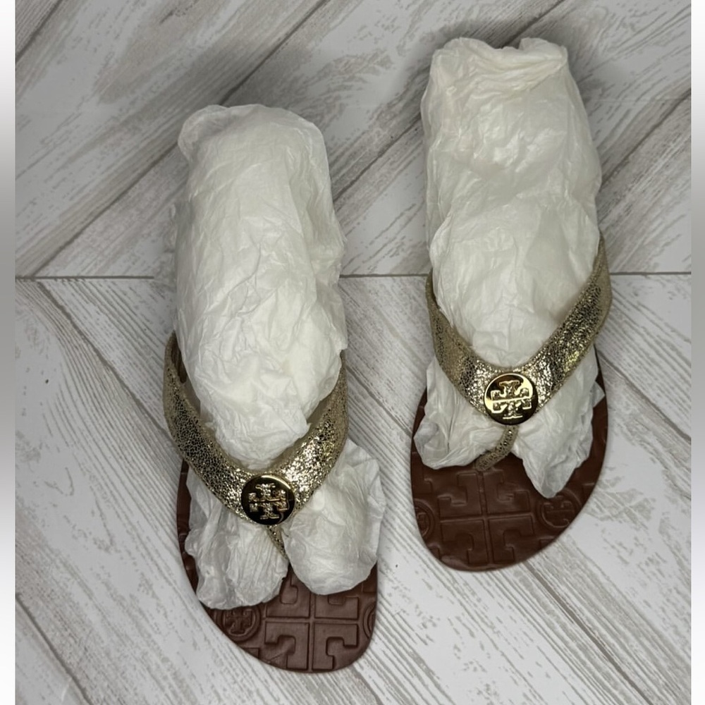 Tory Burch Gold Textured Sandals